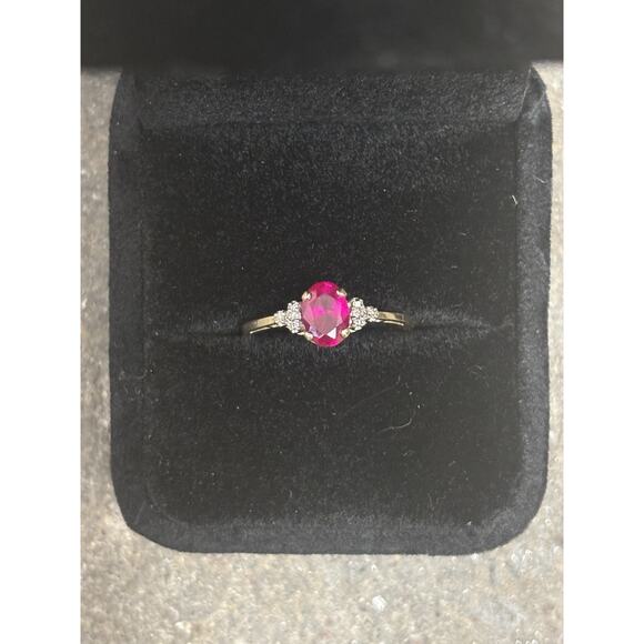 Pink Sapphire Diamond Ring 10k Yellow Gold Stamped Size 7 1.5G - Picture 2 of 12
